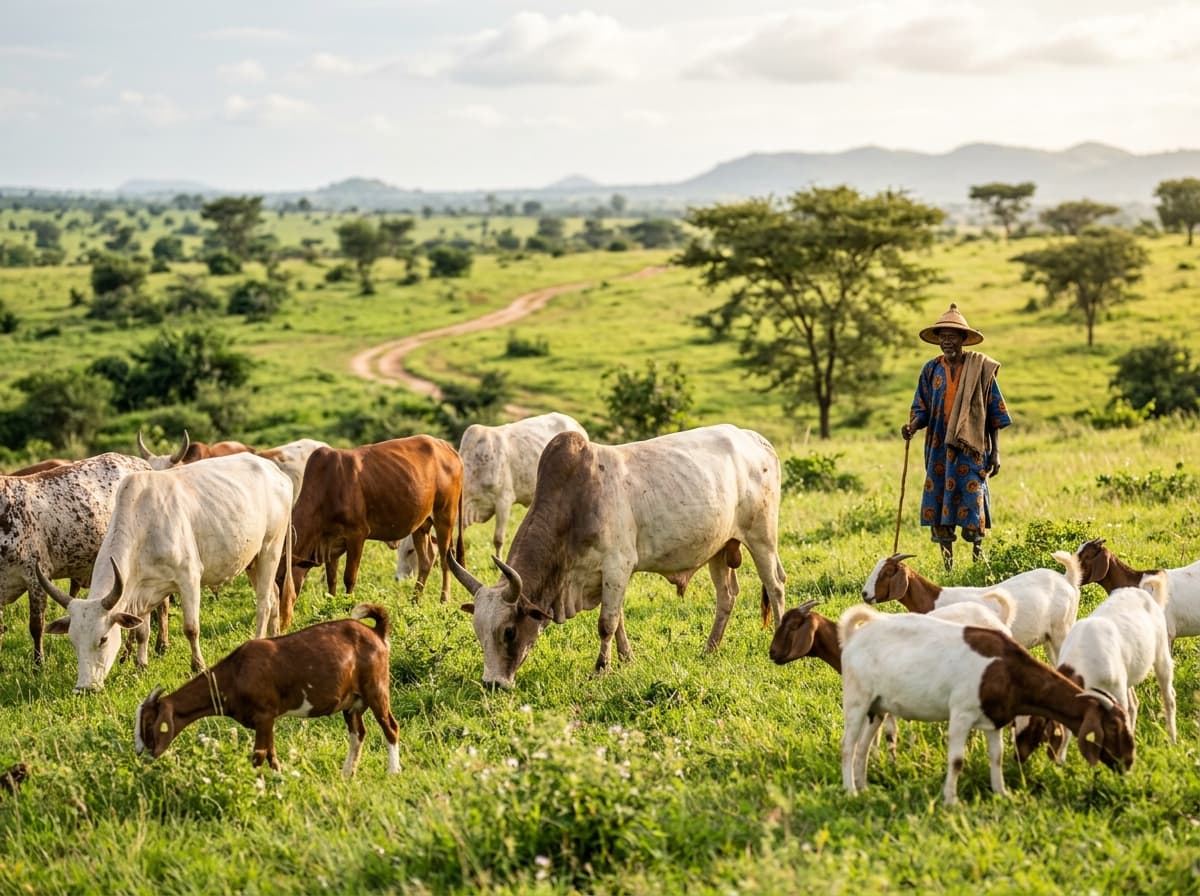Healthy livestock grazing in Nigeria